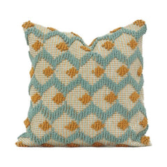Handgefertigter Baumwoll-Kissenbezug 45x45 cm | Geometrisches florales Tufting-Design | Boho Strukturierter Kissenbezug