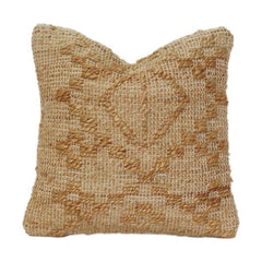 Handwoven 100% Jute Cushion Cover with Geometric | Rustic Boho Natural Throw Pillow Cover | 18x18 Inch