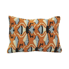Jaquard Cotton Cushion Cover 45x45 cm – Geometric Woven Decorative Sofa Pillow Cover in Rust & Grey