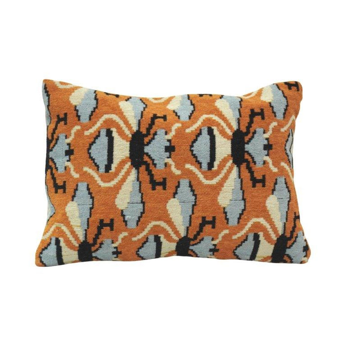 Rust, Grey & Ivory Geometric Jacquard Cotton Cushion Cover 45x45 cm