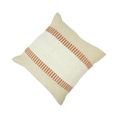 Textured Handwoven Cotton Cushion Cover with Terracotta Stripes | 45x45 cm | Boho Modern Decorative Pillow Cover