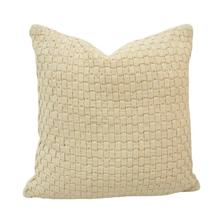 Handwoven Niwar Cotton Cushion Cover – Natural Textured Weave | 45 x 45 cm (18 x 18 Inch) - Bulk manufacturer & supplier from Panipat, India
