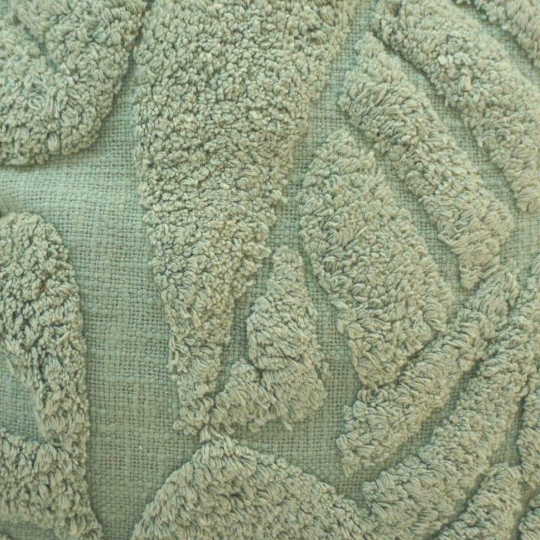 Sage Leaf Tufted Cotton Cushion Cover – 45x45 cm | Textured Botanical Throw Pillow Cover - Bulk manufacturer & supplier from Panipat, India