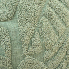 Sage Leaf Tufted Cotton Cushion Cover – 45x45 cm | Textured Botanical Throw Pillow Cover