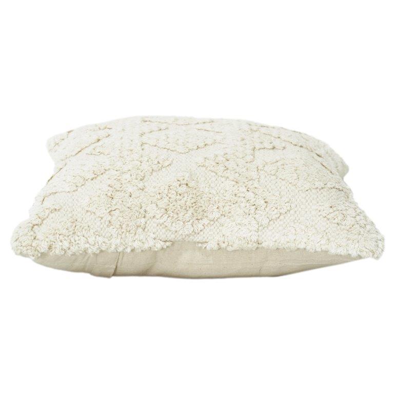 Handcrafted Textured Cotton Cushion Cover 45x45 cm | Neutral Boho Tufted Throw Pillow | Minimalist Home Décor