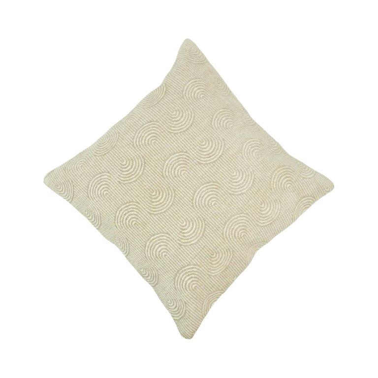 Ivory Jacquard Cotton Cushion Cover 45x45 cm | Geometric Arch Pattern | Textured Decorative Throw Pillow Cover - Bulk manufacturer & supplier from Panipat, India