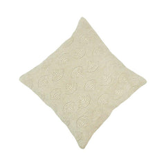 Ivory Jacquard Cotton Cushion Cover 45x45 cm | Geometric Arch Pattern | Textured Decorative Throw Pillow Cover