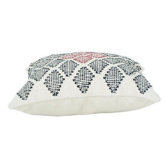 Handcrafted Cotton Embroidered Cushion Cover 45x45 cm | Geometric Tribal Pattern in Black & Red | Decorative Throw Pillow Case