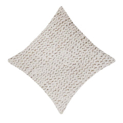 Handmade Chunky Braided Cotton Cushion Cover 45x45 cm | Textured Woven Decorative Throw Pillow Cover | Ivory | Hidden Zipper