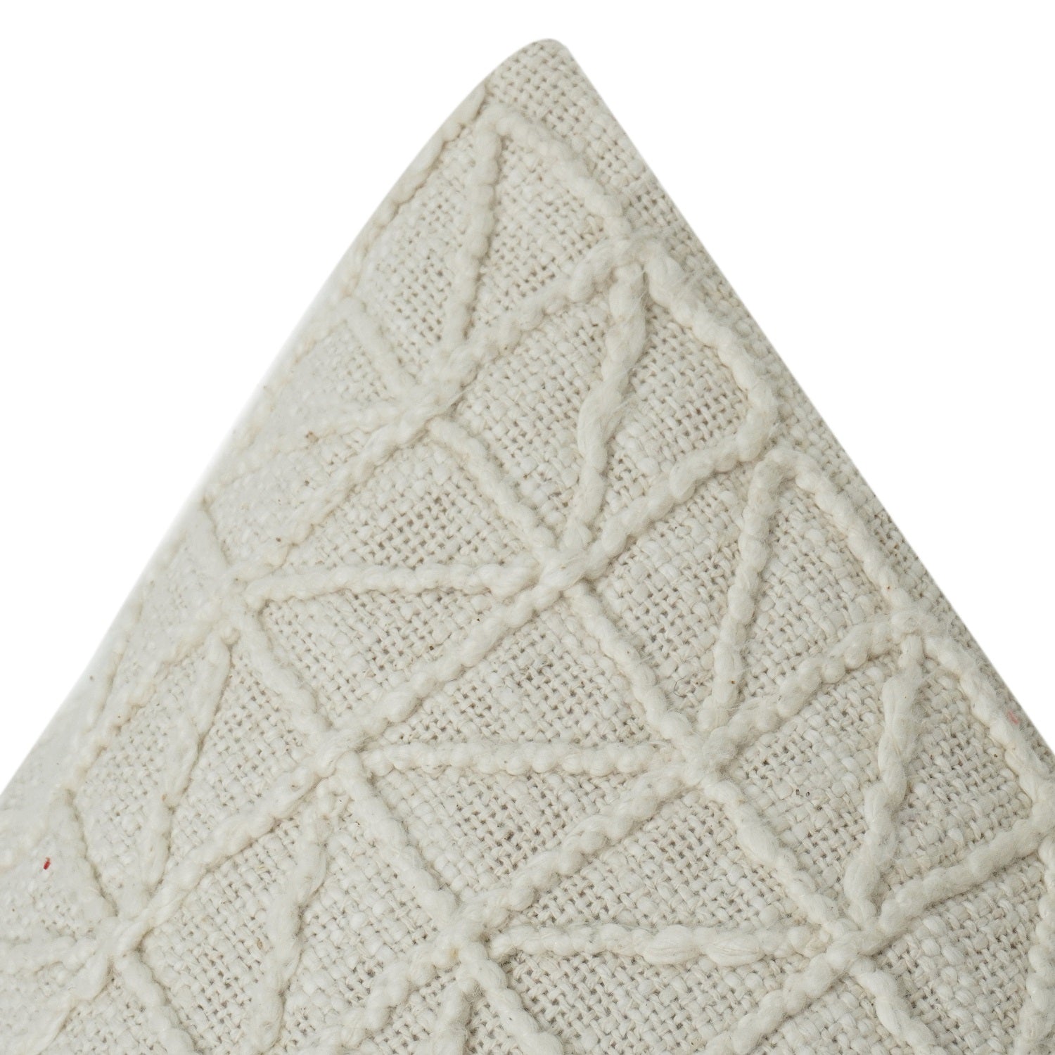 Ivory Geometric Embroidered Cotton Cushion Cover | Textured Minimalist Throw Pillow | 18x18 Inch