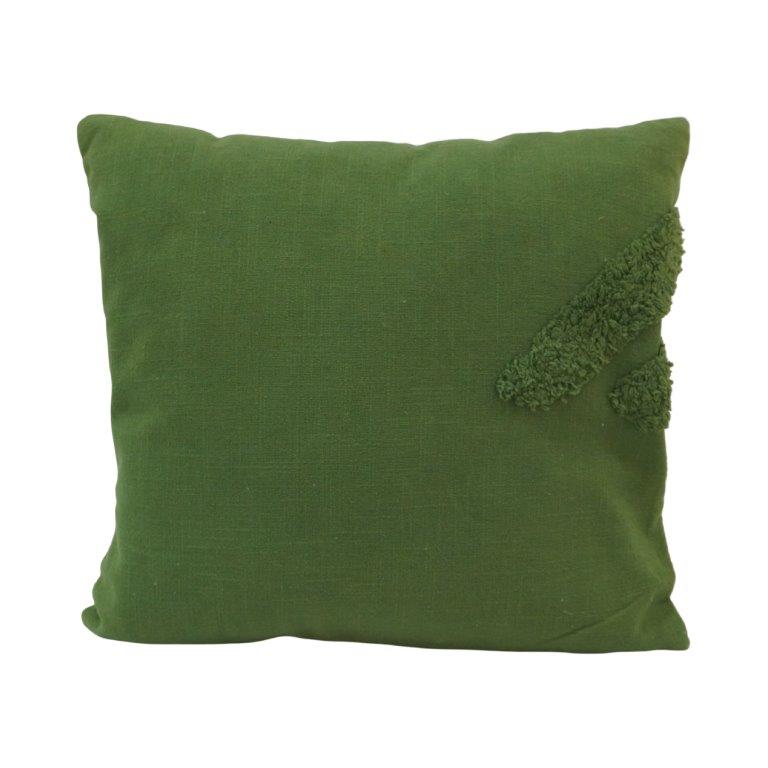 Olive Green Tufted Cotton Cushion Cover – Minimal Decorative Pillow Cover 45x45 cm - Bulk manufacturer & supplier from Panipat, India