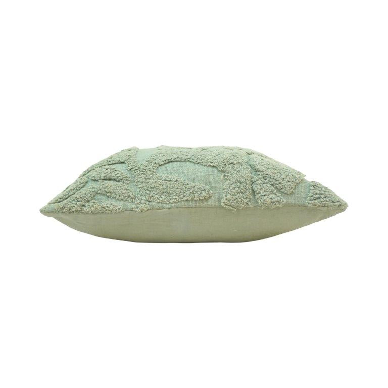 Sage Leaf Tufted Cotton Cushion Cover – 45x45 cm | Textured Botanical Throw Pillow Cover - Bulk manufacturer & supplier from Panipat, India