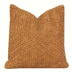 Mustard Textured Tufted Cotton Cushion Cover | Handwoven Bubble Design | Modern Boho Decorative Pillow Cover 18x18 Inch