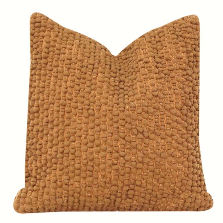 Mustard Textured Tufted Cotton Cushion Cover | Handwoven Bubble Design | Modern Boho Decorative Pillow Cover 18x18 Inch