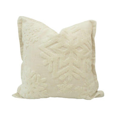 Ivory Snowflake Tufted Cotton Cushion Cover – 45x45 cm | Textured Nordic Winter Design
