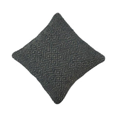 Black Handwoven Geometric Cotton Cushion Cover | Textured Decorative Pillow Cover | 45x45 cm