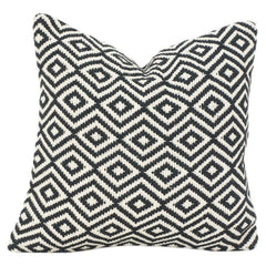 Handwoven Geometric Cotton Cushion Cover 45x45 cm | Black & White Diamond Pattern | Handmade Textured Pillow Case