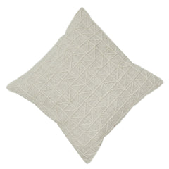 Ivory Geometric Embroidered Cotton Cushion Cover | Textured Minimalist Throw Pillow | 18x18 Inch