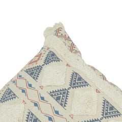 Printed & Tufted Cotton Cushion Cover with Tassels – Boho Geometric Design | 45x45 cm