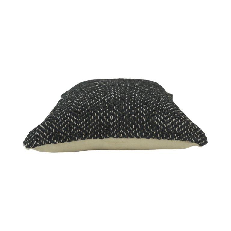 Black Handwoven Geometric Cotton Cushion Cover | Textured Decorative Pillow Cover | 45x45 cm - Bulk manufacturer & supplier from Panipat, India