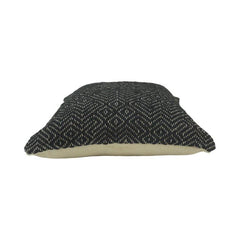 Black Handwoven Geometric Cotton Cushion Cover | Textured Decorative Pillow Cover | 45x45 cm