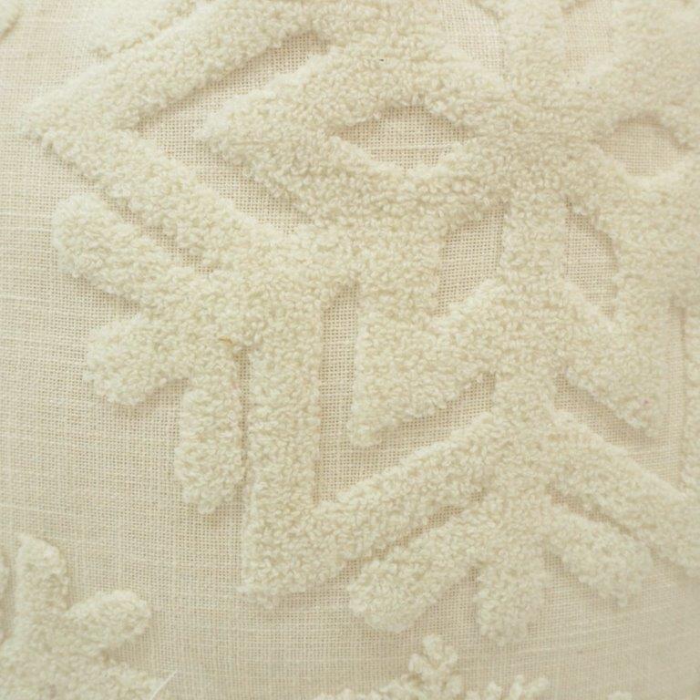 Ivory Snowflake Tufted Cotton Cushion Cover – 45x45 cm | Textured Nordic Winter Design - Bulk manufacturer & supplier from Panipat, India