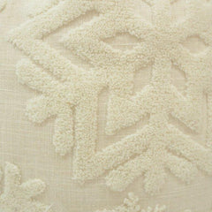Ivory Snowflake Tufted Cotton Cushion Cover – 45x45 cm | Textured Nordic Winter Design