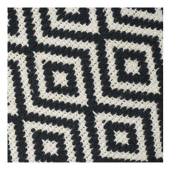 Handwoven Geometric Cotton Cushion Cover 45x45 cm | Black & White Diamond Pattern | Handmade Textured Pillow Case