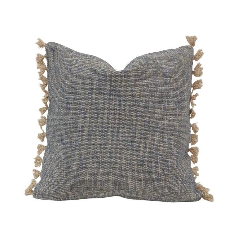 Handmade Textured Tassel Cushion Cover – Woven Cotton Throw Pillow Cover 45x45 cm | Modern Rustic Home Décor - Bulk manufacturer & supplier from Panipat, India
