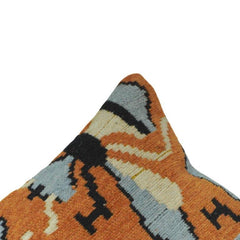 Jaquard Cotton Cushion Cover 45x45 cm – Geometric Woven Decorative Sofa Pillow Cover in Rust & Grey