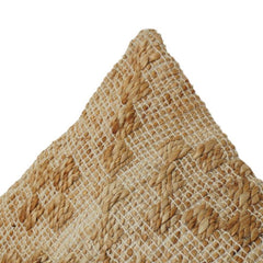 Handwoven Jute Cotton Cushion Cover with Textured Geometric Pattern | Natural Rustic Boho Decor | 18x18 Inch