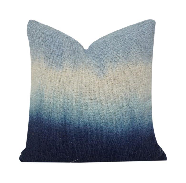 Ombre Blue Cotton Cushion Cover | Hand-Dyed Gradient Pillow Cover | Modern Minimalist Home Décor - Bulk manufacturer & supplier from Panipat, India