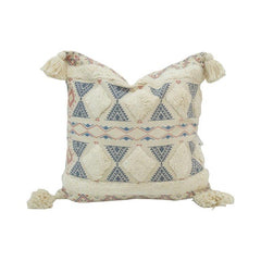 Printed & Tufted Cotton Cushion Cover with Tassels – Boho Geometric Design | 45x45 cm
