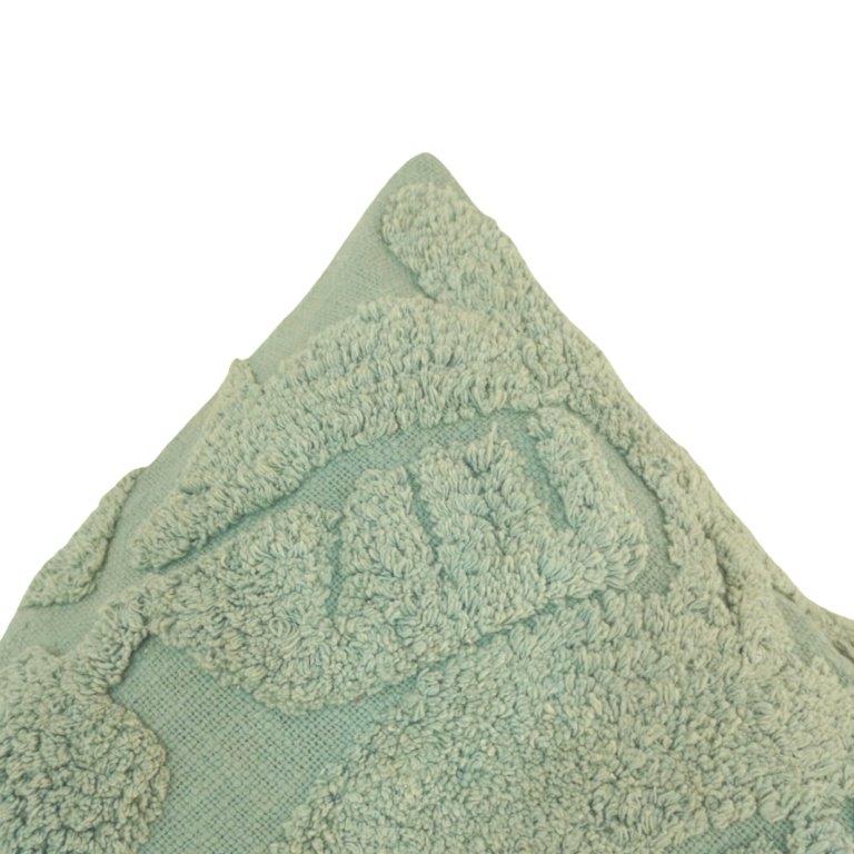 Sage Leaf Tufted Cotton Cushion Cover – 45x45 cm | Textured Botanical Throw Pillow Cover - Bulk manufacturer & supplier from Panipat, India