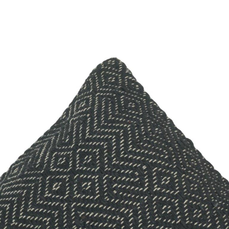 Black Handwoven Geometric Cotton Cushion Cover | Textured Decorative Pillow Cover | 45x45 cm - Bulk manufacturer & supplier from Panipat, India