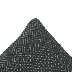 Black Handwoven Geometric Cotton Cushion Cover | Textured Decorative Pillow Cover | 45x45 cm