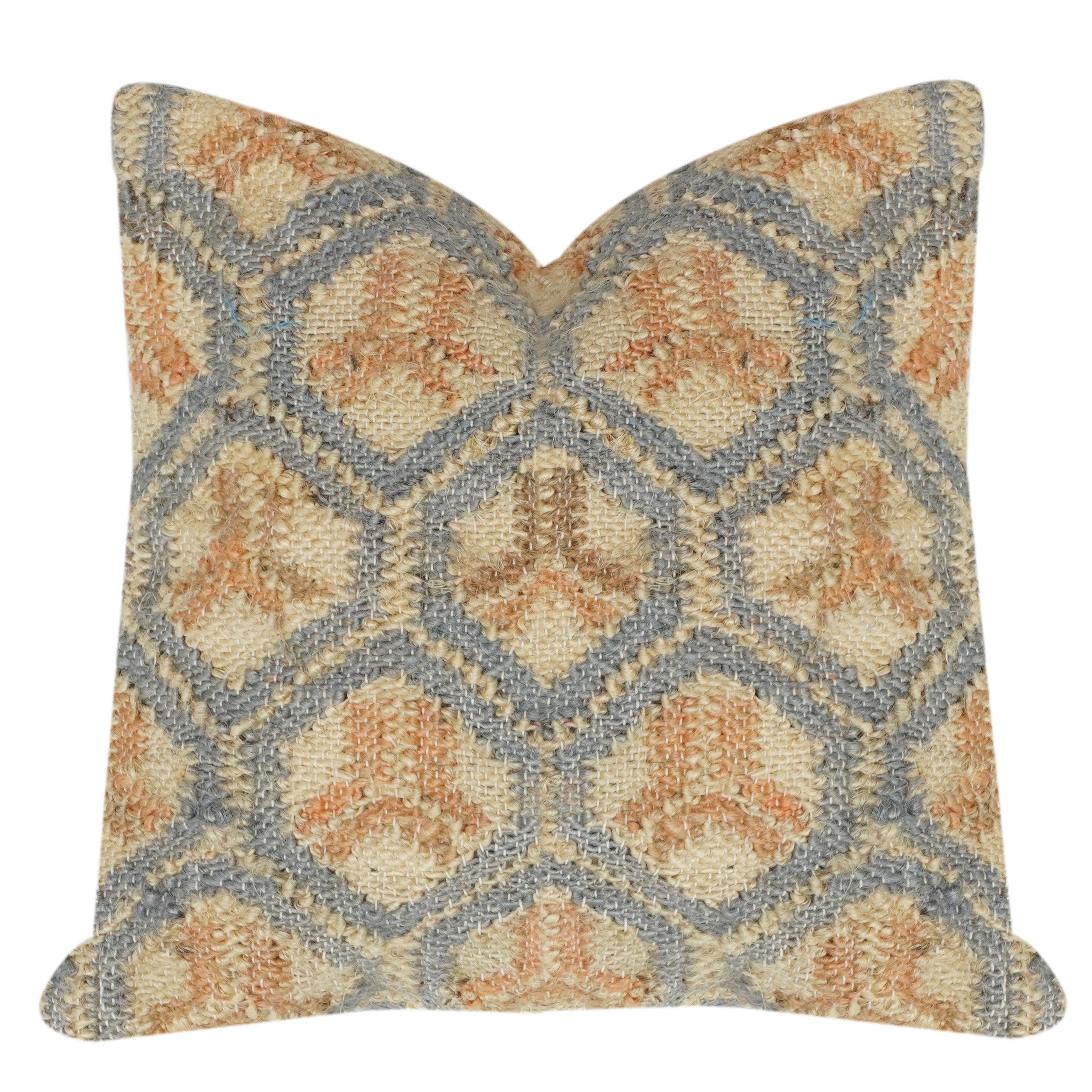 Handwoven Jute Cushion Cover with Geometric Pattern | Textured Boho Throw Pillow Cover | Neutral Earth Tone Decor | 18x18 Inch