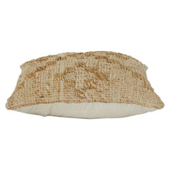Handwoven Jute Cotton Cushion Cover with Textured Geometric Pattern | Natural Rustic Boho Decor | 18x18 Inch