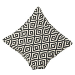 Handwoven Geometric Cotton Cushion Cover 45x45 cm | Black & White Diamond Pattern | Handmade Textured Pillow Case