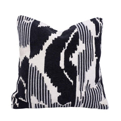 Modern Abstract Black & White Jacquard Cushion Cover 45x45 cm | Geometric Woven Cotton Cushion Cover | Contemporary Decorative Throw Pillow Cover