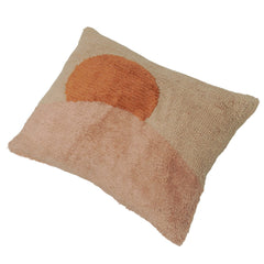 Modern Abstract Tufted Cotton Cushion Cover 40 x 50 cm | Textured Geometric Boho Lumbar Cushion Cover with Concealed Zip | Beige & Terracotta