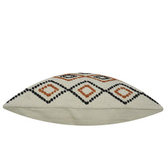 Handwoven Cotton Cushion Cover 45x45 cm | Geometric Diamond Pattern | Decorative Throw Pillow Cover | Boho Modern Sofa Cushion Cover | Hidden Zipper