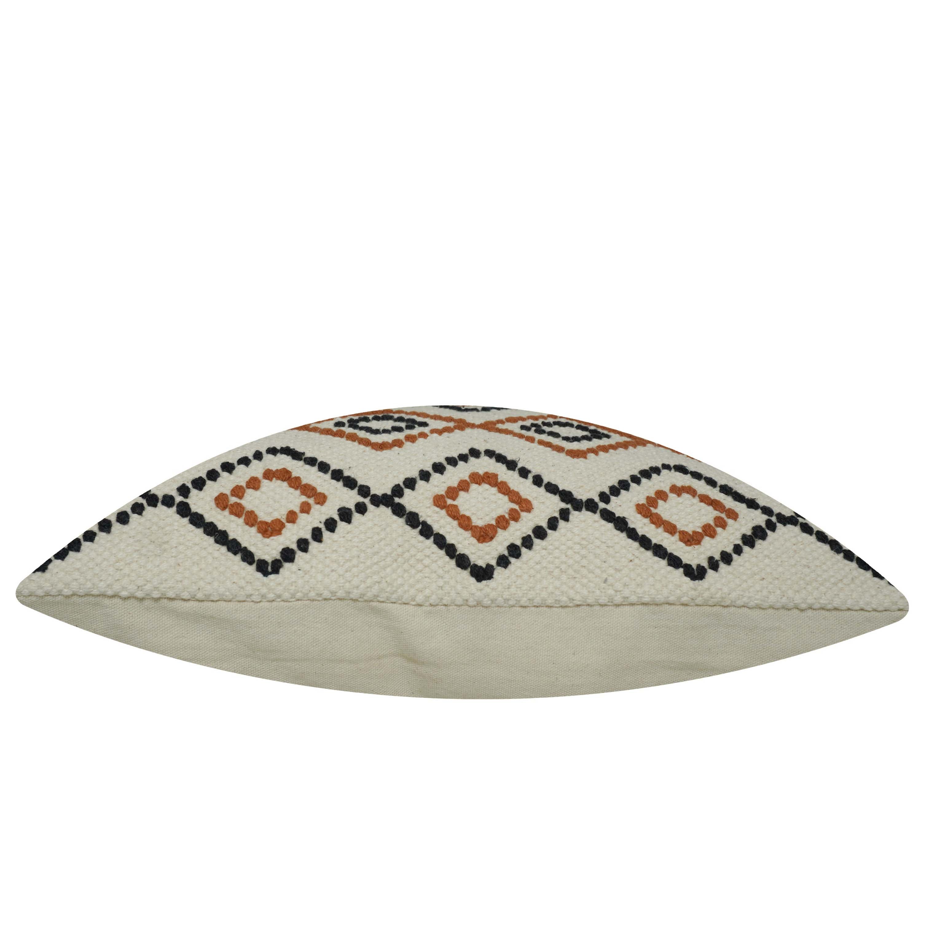 Handwoven Cotton Cushion Cover 45x45 cm | Geometric Diamond Pattern | Decorative Throw Pillow Cover | Boho Modern Sofa Cushion Cover | Hidden Zipper