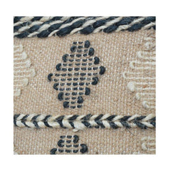 Handgewebter Kissenbezug aus Jute mit Tribal-Streifen und geometrischem Muster | Rustikaler Boho Dekokissenbezug | 45x45 cm