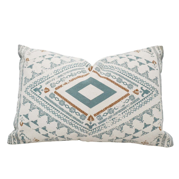 Printed Cotton Cushion Cover 35 x 50 cm | Boho Geometric Tribal Design | Decorative Lumbar Throw Pillow Cover with Concealed Zip | Sofa, Bed & Living Room Décor