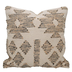 Handwoven Cotton Jute Cushion Cover 45x45 cm | Geometric Tribal Pattern | 80% Cotton 20% Jute | Boho Decorative Throw Pillow Cover with Hidden Zipper