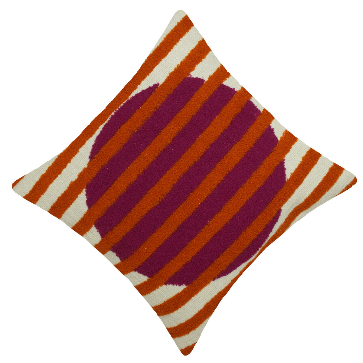 Machine Embroidered Cotton Cushion Cover 45x45 cm | Abstract Circle Stripe Design | Decorative Throw Pillow Cover with Concealed Zip | Modern Boho Home Décor