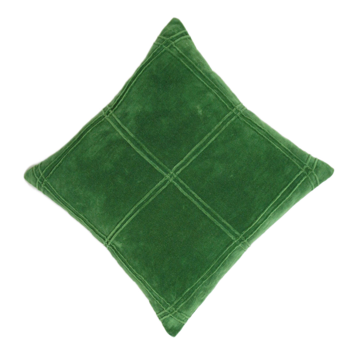 Luxury Green Velvet Cushion Cover 45x45 cm | Textured Panel Design | Premium Decorative Sofa & Bed Cushion Cover