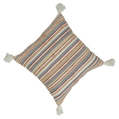 Handwoven Striped Cotton Cushion Cover with Tassels | 45x45 cm | Boho Decorative Throw Pillow Cover | Hidden Zip | Sofa & Living Room Décor