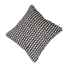 Handmade Geometric Embroidered Cotton Cushion Cover 45x45 cm | Black & Ivory Decorative Throw Pillow Cover | Modern Boho Home Décor
